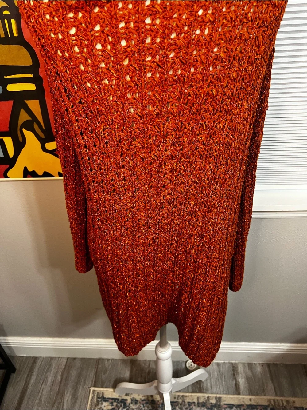 Pedro del Hierro Large Golden Orange Knit Cardigan Sweater Long Sleeve - Picture 10 of 13